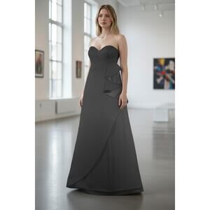 Armani Strapless Black Ballgown Crepe Satin Made in Italy Size 4